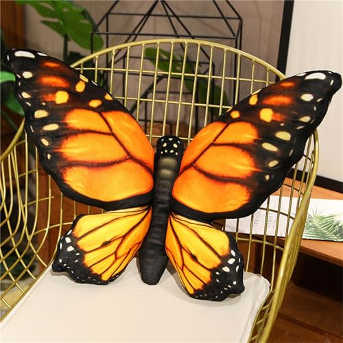 Herfair 3D Schmetterling Kissen dekorative Plüsch Kopfkissen Bunte Tier Plüsch Kissen Spielzeug Bett Sofa Wohnzimmer Schlafzimmer Dekoration 40x50cm (Gelb)