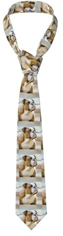 DNBCLEZK Lustige englische Hunde-Krawatte für Herren, personalisierter Druck, Hochzeit, formelle Geschäftsparty, Seidenkrawatte, Schwarz , Einheitsgröße