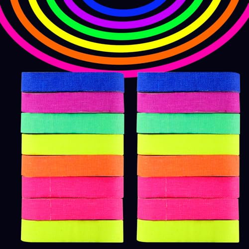 Cpeelsdo Lot de 16 rubans adhésifs fluorescents de qualité supérieure - Pour décoration de fête néon - 5 m x 15 mm - 6 couleurs (16)
