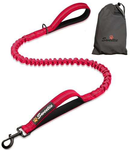 Sweetie Bungee Dog Lead - Shock Absorbing Leash that Softens Pulls & Stops – Neoprene Padded Loop & Traffic Handles for Extra Comfort - Reflective for Safer Night Walking.