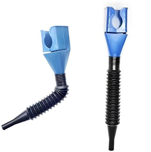 Embudo de plástico para automóviles y uso doméstico, pantalla de combustible diésel con boquilla ancha con boquilla flexible extensible (paquete de 2) (azul)