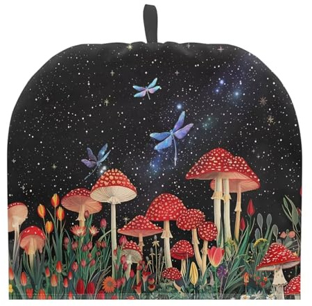 Drnuikhe Mushroom Dragonfly Tea Cozy Cover Warmth Keep Teapot Cover Insulated for Coffee Tea Drinkers Reusable Domed Thick Tea Cozies Scratch Proof Teapot Cozy Breakfast Warmer with Cotton Filling