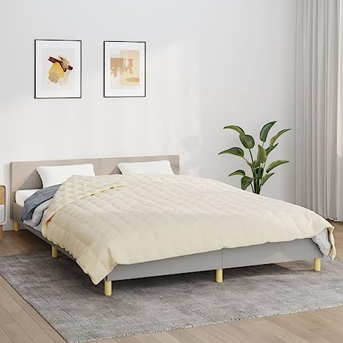 Homgoday Manta con Peso Tela Color Crema Claro 200x230 cm 9 kg, Manta Ponderada Manta con Peso para aliviar el estrés, Manta Pesada para Adultos, Manta Sofa Invierno