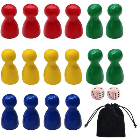 DHWEKU 16 coni colorati in legno, per giochi da tavolo, per 6 giocatori dai 36 mesi in su