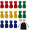 DHWEKU Bunte Halmakegel,Holzpuppen Spielfiguren,Spielfiguren Für Brettspiele,Bunte Spielfiguren,Spielfiguren aus Holz für Brettspiele,16 Stück Halmakegel aus Holz und 2 Stück Würfel aus Holz