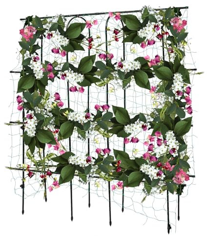 Treillis de jardin, grande arche de jardin, treillis d'escalade avec filet, grille métallique avec treillis, support pour plantes grimpantes pour l'intérieur et l'extérieur, légumes, fruits, vignes