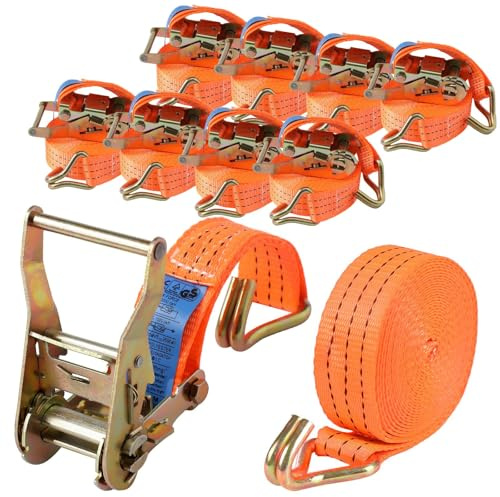 Pamatio 8 x Spanngurte in 6 Meter für 3T (3000 daN, KG) | TÜV/GS Zertifiziert | mit Ratsche und Haken | Zweiteilig | 40mm | Ratschengurte | Zurrgurte
