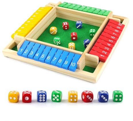 Hmfmdy Shut The Box Spiel, 2-4 Brettspiel aus Holz Shut The Box Spiel Würfelspiel, Klassische Tischspiele Familie, Das Beliebte Würfelspiel, Mathespiele für Kinder und Erwachsene - A