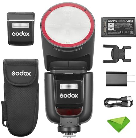 Godox V1 V1Pro S U Blitz für Sony-Kamera TTL-Blitzgerät, 1/8000 HSS 500 Blitze mit voller Leistung, 1,3 s Wiederaufladezeit, 2,4 G kabellos mit externem Blitz SU-1 für Sony-Kameras