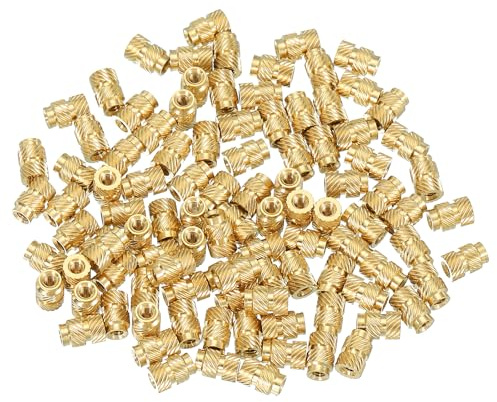 PATIKIL Inserts Filetés M2 M2x6x4mm, 100 Pcs Rondelles Filetées Femelles En Laiton Pour Composants En Plastique Et Impression 3D, Métrique, Cannelées, Doré