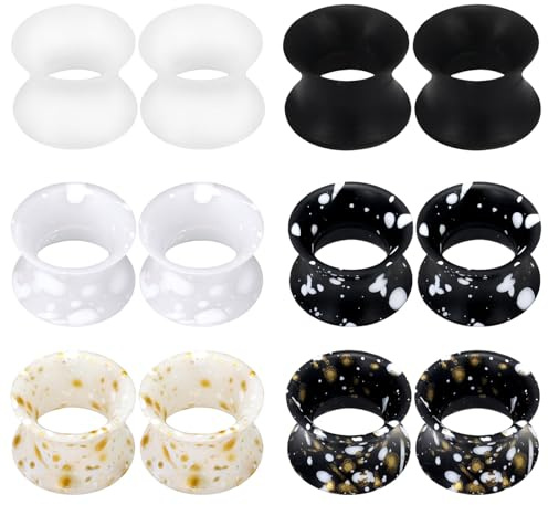 Hernin 6 Paires Tunnel Oreille Plugs d'Oreille en Silicone 6/8/10/12/14/16/18/20mm Ecarteur Oreille Tunnels de Chair Tunnels et Écarteurs d'Oreille (12mm)