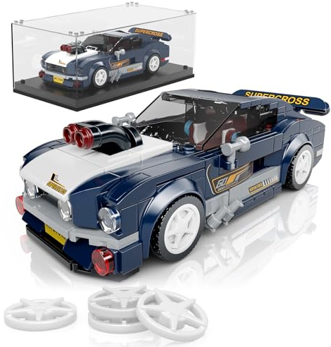 Mould King 27048 Technik Speed Champion Sportwagen Bausteine Musteng 1967 Rennwagen Klemmbausteine mit Acryl Vitrine Modellautos Zum Sammeln (387 Teile)