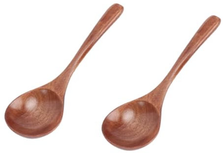 Cucharas de madera, 2 piezas de estilo japonés con cucharadas de sopa de madera redonda de madera