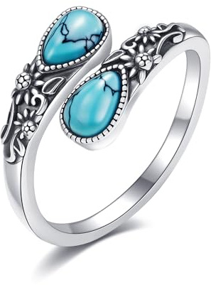 Moonstone/Moss Agate/Turquoise Spoon Rings 925 Sterling Silver Vintage Sumflower Thumb Ring for Women Vintage Gemstone Rings Gift For Women