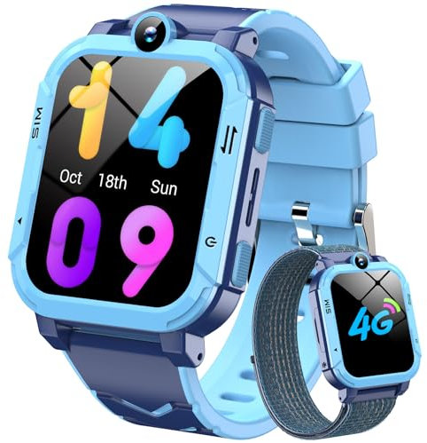 Blackview Smartwatch per Bambini, Smartwatch con Chiamate GPS 4G, Chat Vocale, Videochiamata, SOS, Gioco, Fotocamera, Calcolatrice, Contapassi, Sveglia, per Ragazzi e Ragazze, Batteria da 800 mAh