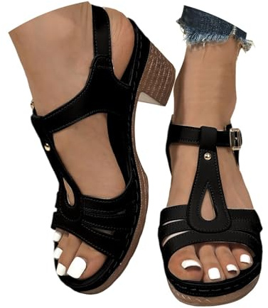 Chaussures Pisa pour femme avec design à bride d'orteils, talon central confortable, polyvalentes pour un usage quotidien, parfaites pour le printemps et l'été, fermeture à boucle, idéales pour les
