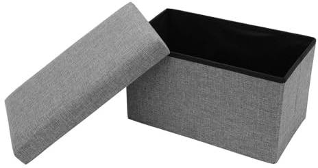 CROWNSHOP Velvet Ottoman Storage Bench Footrest Stool Seat Toy 40x25x25cm | Chest Storage Box Folding with Lid Long Shoes Bench Footstool Suitable for Living Room Light gray