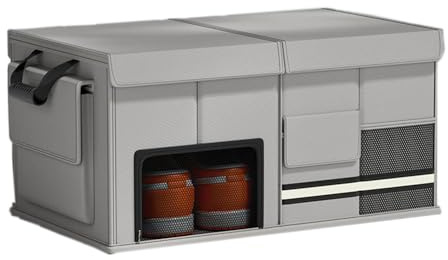 GJBHN Rangement Coffre de Voiture Organisateur pour Volkswagen ID. Buzz 2024 Organisateur de Stockage de Coffre Pliable Sac de Coffre BoîTe Stockage Voiture,57 * 34 * 29cm 60L-Grey