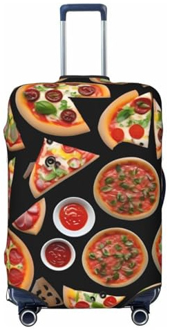 ADAhgu Housse de valise à la mode avec impression 3D pizza personnalisée pour voyage et affaires, Noir , L