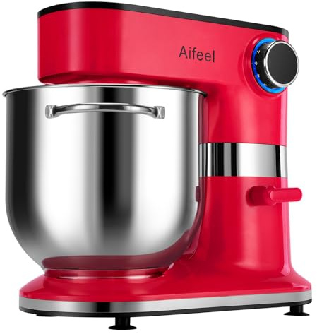 Aifeel 10.5 QT Stand Mixer,900W Electric Food Dough Mixer,Large Capacity Tilt-Head Kitchen Electric Mixer with Dough Hook,Beater,Whisk & Splash Guard,Dishwasher-Safe Attachments for Baking(Red)