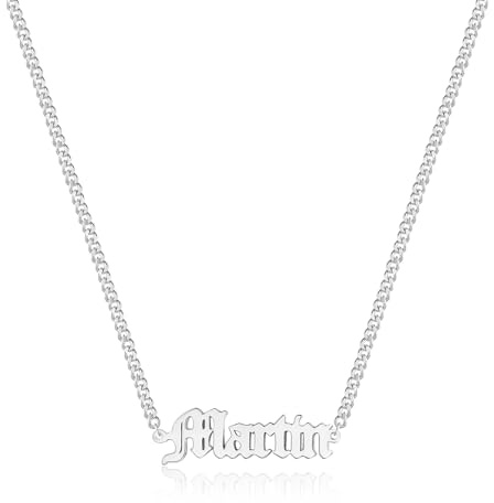 lorajewel Personalisierte Namenskette für Herren Silber Gold Rose Kette Schmuck Geschenk für Männer Papa Opa Ehemänner Freunde