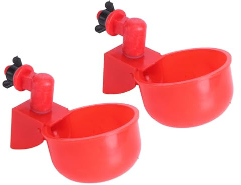 jojofuny 2 Stück Automatische Geflügel tränke Rote Trinkschalen mit Großem Wasserauslass für Hühner Enten Tauben Leicht Robust für Geflügelhaltung und Hühnerstall