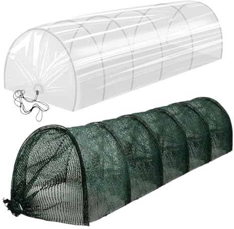 Gartentunnel – 3 M 118,11 X 17,72 Zoll Pflanzentunnel, Reihenabdeckung, Dunkelgrünes Sonnenschutznetz, Cloche | 2-in-1-Gartenzubehör-Set Für Hochbeete, Terrassen Und Hinterhöfe, Zum Schutz Vor Umwelts