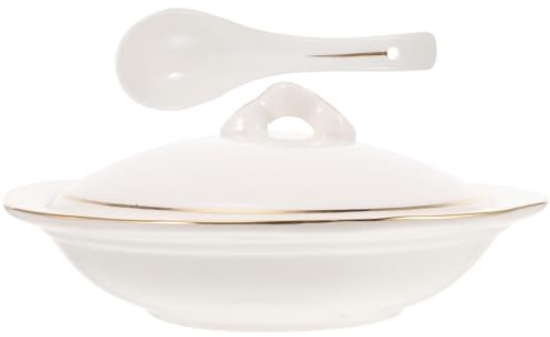 Angoily Pentola per Stufato in 200Ml con Coperchio e Cucchiaio Ciotola per Cottura a Vapore Semplice in Stoviglie in per Hotel e Domestico