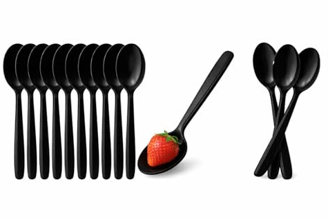 Mehrweg Löffel Schwarz – 500 Stück –Suppenlöffel Spülmaschinengeeignet bis 125 Waschgänge – Wiederverwendbare Löffel für Gastronomie & Catering