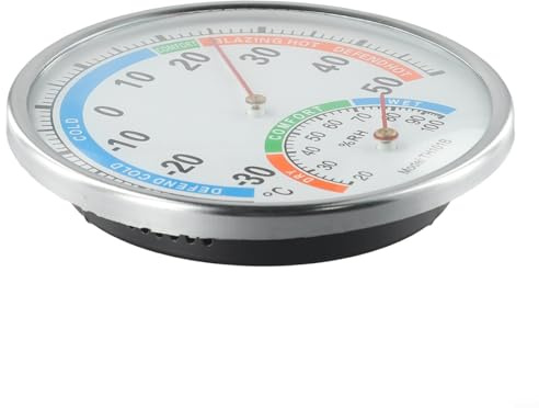 Analog Thermohygrometer for Indoor Climate Monitoring Measuring Temperature and Humidity in Kitchen Bathroom Bedroom Basement and Sauna (white)