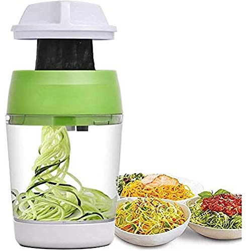 Generic Spiral Vegetable Cutter, 3 Blades 4 Patterns Manual Spiralizer for Carrots Cucumbers Potatoes with Food Grade 304 Stainless Steel, Easy to Dishwasher Safe