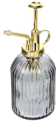Veemoon Rociador de Flores de Vidrio Atomizador Manual, Botella Pulverizadora de 350Ml para Uso en Jardín y Hogar, Diseño Vintage Detalles Dorados para Riego de Plantas