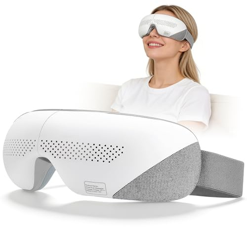 Masseur Oculaire avec Chaleur et Musique Bluetooth – Masque électrique Pliable à 180° avec Airbags, 4 Modes, Arrêt Auto 10 min – Portable pour Soulager Fatigue et Sécheresse Oculaire