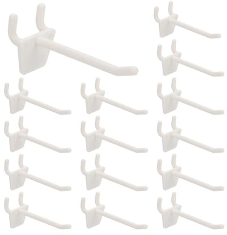 PATIKIL Pegboard Hooks, (3 Inch, Milky White, Fit 1/4 Pegboard) (15 Pcs), ABS Plastic Peg Board Utility Hook Hanger Wall Storage Organizer, Suit for - Garage/Office/Home/Shop