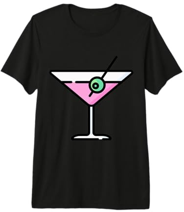 Martini Glass Green Olive Bartender Vodka Gin Cocktail Drink Premium T-Shirt