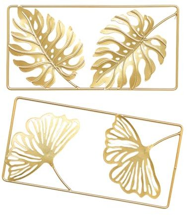 Msioytog Moderno Monstera Hojas Colgantes Arte de la pared Hogares Oficinas Decoración de la pared para hogares modernos Configuración Accesorios 2PCS Decoración colgante