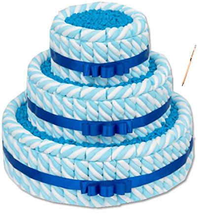 KIT TORTA DI MARSHMALLOW TRECCE BIANCO AZZURRO FAI DA TE