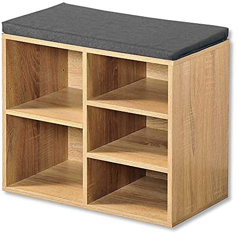 Kesper | Schuhschrank mit Sitzkissen, Material: Spanplatte, Maße: B: 51,5 x H: 29,5 x T: 48 cm, Farbe: Braun | 15925