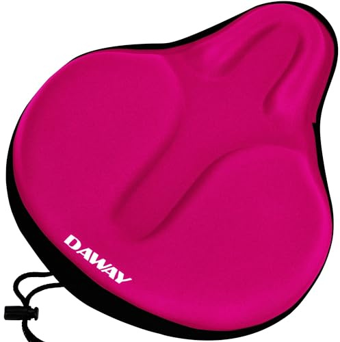DAWAY Comfortable Exercise Bike Seat Cover - Soft Memory Foam & Gel Padded Bicycle Saddle Cushion for Men Women, Fit for Peloton, Stationary, Cruiser, MTB - Indoor/Outdoor Bike Accessory, XL/Large/M/S
