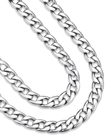 ChainsHouse Halskette für Herren Damen Kubanische Kette Edelstahl Panzerkette 5/9/12/15mm Breit Gliederkette in Silber/Gold/Schwarz Halsreif Halsschmuck, Länge 36-76cm