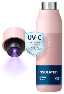 LARQ Bottle PureVis 500ml – Selbstreinigende Edelstahl-Trinkflasche mit UV-C Reinigung | Hält Getränke kalt und heiß | BPA-frei, auslaufsicher & wiederverwendbar | 2 Jahre Garantie, Himalayan Pink