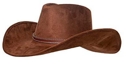 Horror-Shop Brauner Cowboy Kostümhut im Wildleder Look für Wild West Mottoparties