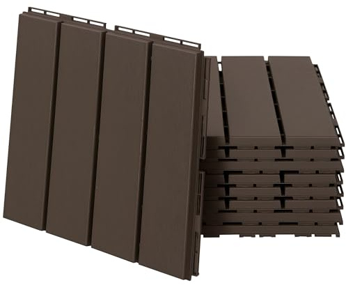 Outsunny Baldosas Cuadradas para Suelos Antideslizantes Exteriores Interiores Paquete de 9 Piezas 0.81 m² 30x30 cm Marrón