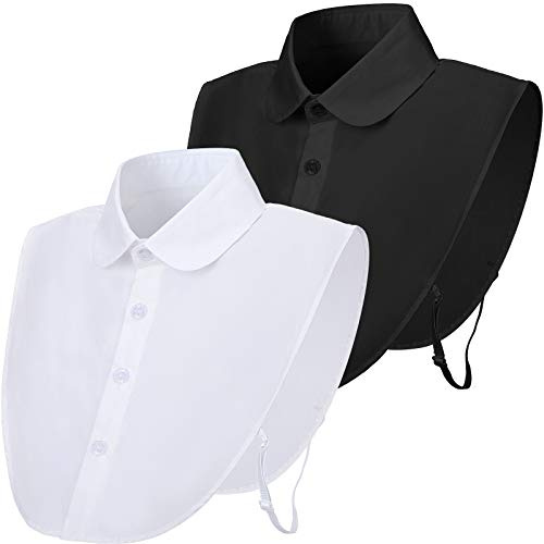 Syhood 2 Pcs Fake Collar Detachable Dickey Collar Women Faux False Collared Blouse Half Shirt for Women Daily Graduation