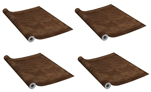 vidaXL 4X Türfolie Selbstklebend Holzoptik Opak Klebefolie Möbelfolie Tür Folie Dekofolie Türaufkleber Türtapete Dunkle Eiche 210x90cm PVC