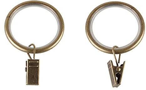 Rod Desyne Gardinenringe mit Clips, 3,8 cm (1 1/4 Zoll), Antik-Messing