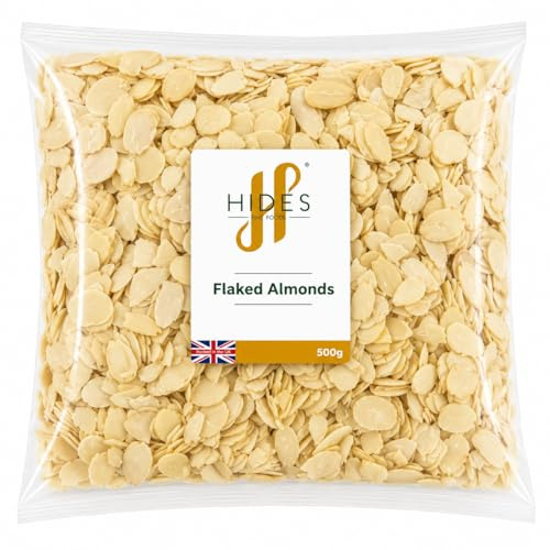 Hides Fine Foods - Flaked Almonds 500g - GMO - Free - Suitable for Vegetarians - Cooking - Garnish - Salads - Snacking - Desserts - Cakes - Cookies - Pastries