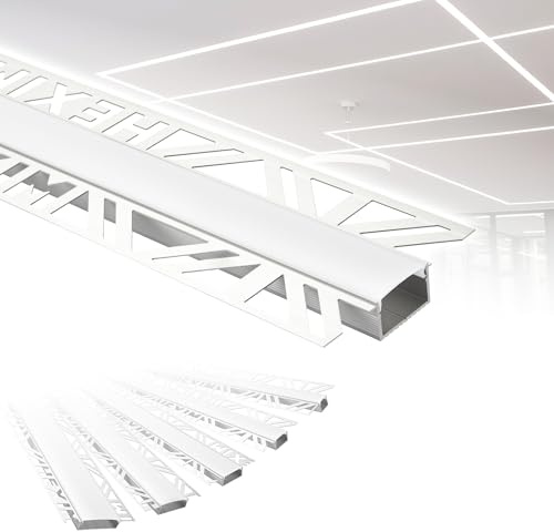 HEXIM LED Trockenbauprofil Alu Unterputzprofil LED Profil (20 Meter / 10 Profile) inkl. Abdeckung opal Trockenbauleiste Einbauprofil Schiene Decke Wand (ALED-2, Leuchtbreite 20mm)