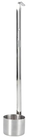 Stainless Steel Wine Dipper, Wine Ladle Spoon Long Handle Beer Pouring Ladle Container Spoons Beer Pouring Measure Sauce Flat Bottom Spoon with Hook for Home(125ml)