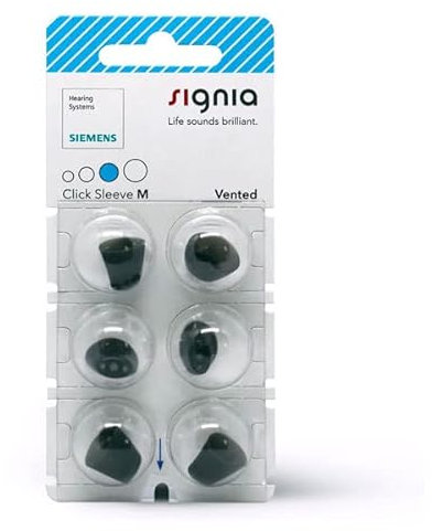 Signia Click Sleeves Vented (6 Stück) für Siemens, Signia und Audio Service IdOs und Ex-Hörer (M)